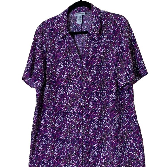 Catherines Women's Speckle V-Neck Collared Short Sleeve Top Size 14/16W Purple - Picture 1 of 7